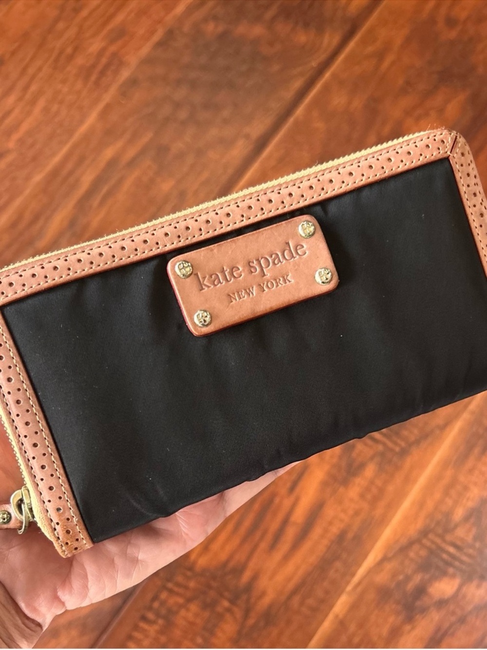 KATE SPADE black nylon & leather wallet